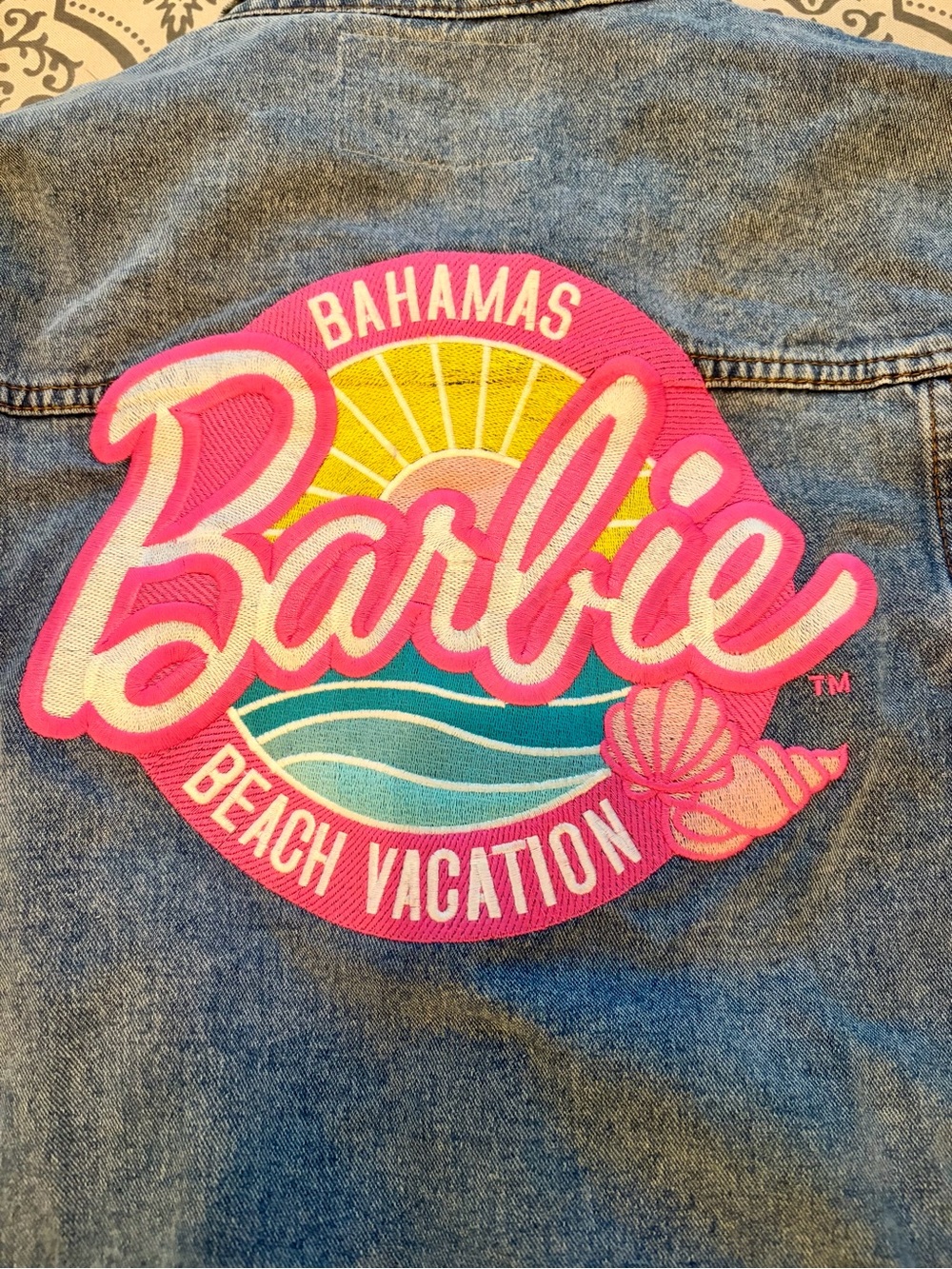 NWT Rare Barbie unique denim embroidered patch jacket